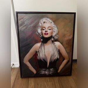 Marilyn Monroe Oil Painting Custom Wood Framed Art Decor Signed And Dated